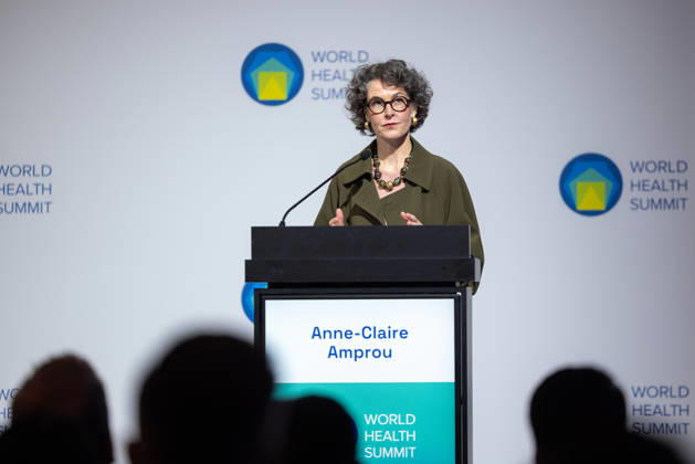 World Health Summit 2026 Weltgesundheitsgipfel 2. Tag Deutschland, Berlin am 12. Oktober 2026: Veröffentlichung des Abschlussberichts (Capstone Insights Report) des Global Preparedness Monitoring Board (GPMB). Launch of the GPMB Capstone Insights Report Getting Ahead of Pandemic Risk: Insights from Eight Years of Global Monitoring. Im Bild: Dr. Anne-Claire Amprou französische Botschafterin für globale Gesundheit und seit Dezember 2025 Vorsitzende des Verwaltungsrats von Unitaid. Ministry for Europe and Foreign Affairs French Ambassador for Global Health France.