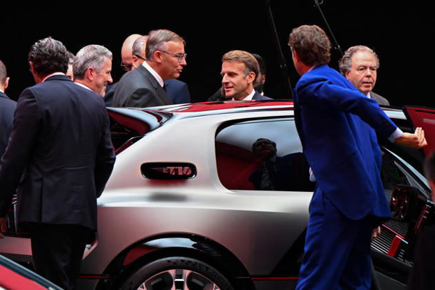French President Emmanuel Macron, accompanied by Luc Chatel and Roland Lescure, Minister of the Economy, Finance, and Industrial, Energy, and Digital Sovereignty, attends the 2026 Paris Motor Show at Paris Expo · Porte de Versailles in Paris, France, on October 12, 2026. Lionel Urman Bestimage French President Emmanuel Macron at the international Paris Motor Show at the Porte de Versailles in Paris, France, on October 12, 2026. Paris, France Copyright: xLIONELxURMANxx xBESTIMAGExLIONELxURMANxx xBESTIMAGEx