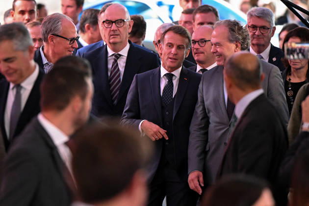 French President Emmanuel Macron, accompanied by Luc Chatel and Roland Lescure, Minister of the Economy, Finance, and Industrial, Energy, and Digital Sovereignty, attends the 2026 Paris Motor Show at Paris Expo · Porte de Versailles in Paris, France, on October 12, 2026. Lionel Urman Bestimage French President Emmanuel Macron at the international Paris Motor Show at the Porte de Versailles in Paris, France, on October 12, 2026. Paris, France Copyright: xLIONELxURMANxx xBESTIMAGExLIONELxURMANxx xBESTIMAGEx