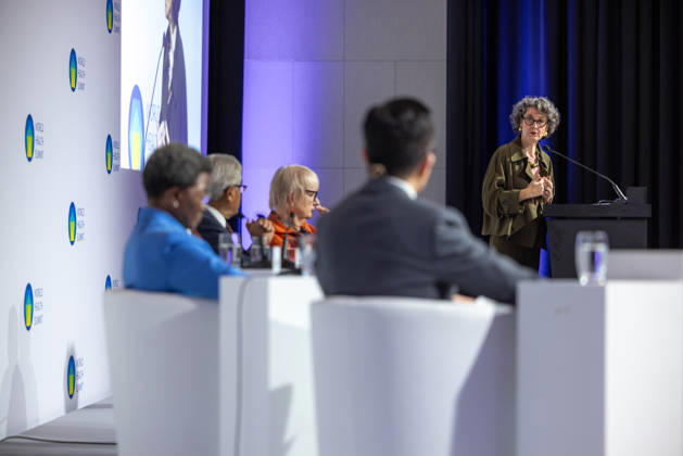 World Health Summit 2026 Weltgesundheitsgipfel 2. Tag Deutschland, Berlin am 12. Oktober 2026: Veröffentlichung des Abschlussberichts (Capstone Insights Report) des Global Preparedness Monitoring Board (GPMB). Launch of the GPMB Capstone Insights Report Getting Ahead of Pandemic Risk: Insights from Eight Years of Global Monitoring. Im Bild: Dr. Anne-Claire Amprou französische Botschafterin für globale Gesundheit und seit Dezember 2025 Vorsitzende des Verwaltungsrats von Unitaid. Ministry for Europe and Foreign Affairs French Ambassador for Global Health France.