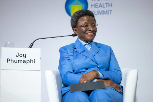 World Health Summit 2026 Weltgesundheitsgipfel 2. Tag Deutschland, Berlin am 12. Oktober 2026: Veröffentlichung des Abschlussberichts (Capstone Insights Report) des Global Preparedness Monitoring Board (GPMB). Launch of the GPMB Capstone Insights Report Getting Ahead of Pandemic Risk: Insights from Eight Years of Global Monitoring. Im Bild: Joy Phumaphi Ko-Vorsitzende des Global Preparedness Monitoring Board (GPMB) Ehemalige Gesundheitsministerin von Botswana Botswana Global Preparedness Monitoring Board (GPMB) Co-Chair Former Minister of Health Botswana.