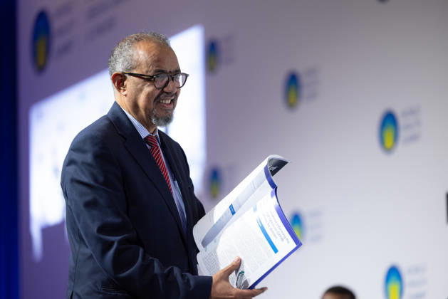 World Health Summit 2026 Weltgesundheitsgipfel 2. Tag Deutschland, Berlin am 12. Oktober 2026: Veröffentlichung des Abschlussberichts (Capstone Insights Report) des Global Preparedness Monitoring Board (GPMB). Launch of the GPMB Capstone Insights Report Getting Ahead of Pandemic Risk: Insights from Eight Years of Global Monitoring. Im Bild: Dr. Tedros Adhanom Ghebreyesus Generaldirektor der Weltgesundheitsorganisation (WHO). World Health Organization (WHO) Director-General.