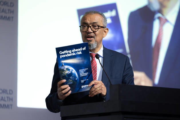 World Health Summit 2026 Weltgesundheitsgipfel 2. Tag Deutschland, Berlin am 12. Oktober 2026: Veröffentlichung des Abschlussberichts (Capstone Insights Report) des Global Preparedness Monitoring Board (GPMB). Launch of the GPMB Capstone Insights Report Getting Ahead of Pandemic Risk: Insights from Eight Years of Global Monitoring. Im Bild: Dr. Tedros Adhanom Ghebreyesus Generaldirektor der Weltgesundheitsorganisation (WHO). World Health Organization (WHO) Director-General.