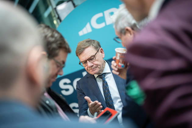 Außenminister Johann Wadephul im Konrad-Adenauer-Haus, im Gespräch mit Journalisten;Präsidiumsklausurtagung der CDU Deutschlands in Berlin, Oktober 2026, Berlin Berlin Deutschland Konrad-Adenauer-Haus
