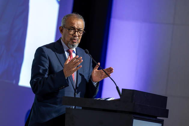 World Health Summit 2026 Weltgesundheitsgipfel 2. Tag Deutschland, Berlin am 12. Oktober 2026: Veröffentlichung des Abschlussberichts (Capstone Insights Report) des Global Preparedness Monitoring Board (GPMB). Launch of the GPMB Capstone Insights Report Getting Ahead of Pandemic Risk: Insights from Eight Years of Global Monitoring. Im Bild: Dr. Tedros Adhanom Ghebreyesus Generaldirektor der Weltgesundheitsorganisation (WHO). World Health Organization (WHO) Director-General.