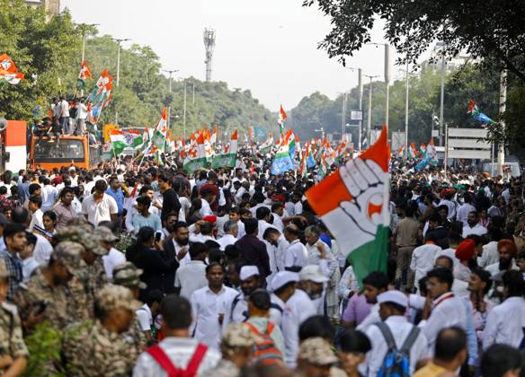 October 12, 2026, New Delhi, India: NEW DELHI, INDIA, OCTOBER 12, 2026: Congress leader Rahul Gandhi takes part in a protest march from Barakhamba Road towards the Supreme Court in New Delhi, demanding the resignation of India s Chief Election Commissioner Gyanesh Kumar over alleged irregularities in the Special Intensive Revision (SIR) of electoral rolls. The Election Commission denies wrongdoing. New Delhi India - ZUMAq101 20261012_zna_q101_046 Copyright: xVishalxKapoorx