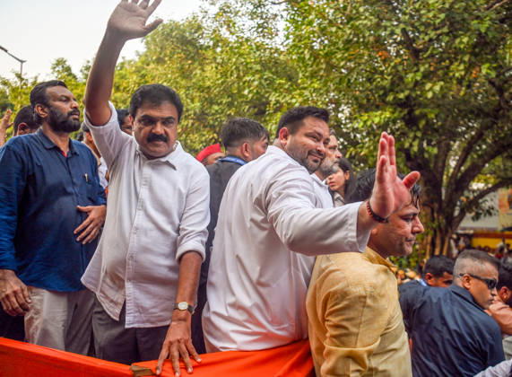 INDIA bloc leaders call for a march towards the Supreme Court New Delhi, Oct 12 (ANI): Lok Sabha LoP Rahul Gandhi, RJD leader Tejashwi Yadav and others during INDIA bloc s protest march towards the Supreme Court against Chief Election Commissioner Gyanesh Kumar, in New Delhi on Monday. New Delhi Delhi India Copyright: xANIx ANI_20261012373