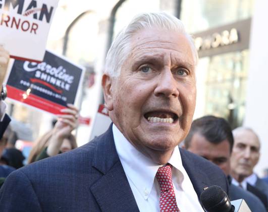 October 12, 2026, New York, New York, USA: Republican candidate for New York Governor BRUCE BLAKEMAN speaks to the press during the 2026 Columbus Day Parade celebrating Italian-American heritage on 5th Avenue. New York USA  - ZUMAk03_ 20261012_zaf_k03_014 Copyright: xNancyxKaszermanx
