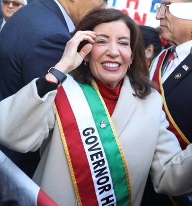 October 12, 2026, New York, New York, USA: Governor of New York KATHY HOCHUL seen during the 2026 Columbus Day Parade celebrating Italian-American heritage on 5th Avenue. New York USA  - ZUMAk03_ 20261012_zaf_k03_021 Copyright: xNancyxKaszermanx