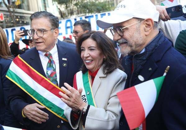 October 12, 2026, New York, New York, USA: Governor of New York KATHY HOCHUL seen during the 2026 Columbus Day Parade celebrating Italian-American heritage on 5th Avenue. New York USA  - ZUMAk03_ 20261012_zaf_k03_025 Copyright: xNancyxKaszermanx