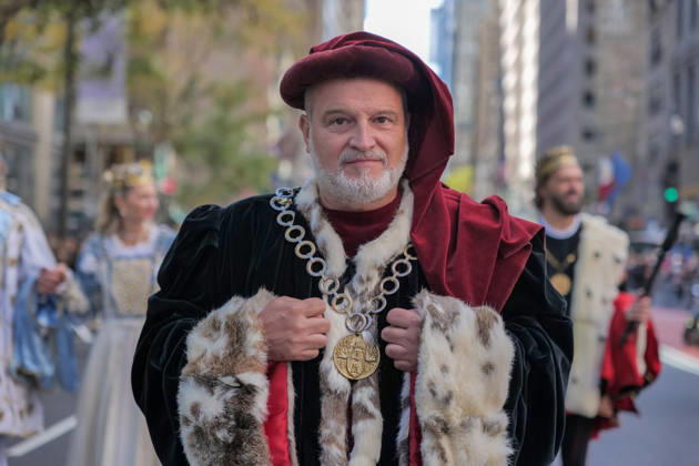 October 12, 2026, New York, New York, USA: Christopher Columbus marching in the 82nd annual Columbus Day Parade as it.made its way up Fifth Avenue bringing the excitement and spirit of Italian.American heritage to NYC. Floats, marching bands, italian music.and thousands of spectators celebrated the history, culture and.contributions of Italian Americans. New York USA  - ZUMAh156 20261012_znp_h156_016 Copyright: xMiloxHessx
