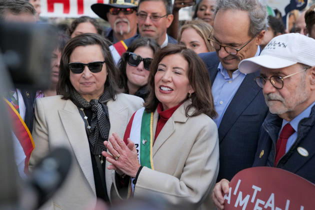 October 12, 2026, New York, New York, USA: NY Governor Kathy Hochul at the 82nd annual Columbus Day Parade as it.made its way up Fifth Avenue bringing the excitement and spirit of Italian.American heritage to NYC. Floats, marching bands, italian music.and thousands of spectators celebrated the history, culture and.contributions of Italian Americans. New York USA  - ZUMAh156 20261012_znp_h156_022 Copyright: xMiloxHessx