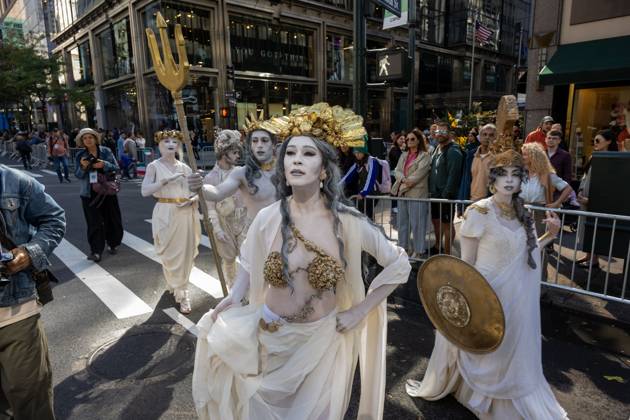 October 12, 2026, New York, New York, United States: Actors from Il Risveglio degli Dei participate in.The annual Columbus Day Parade on Fifth Avenue on October 12, 2026 in New York City. New York United States  - ZUMAs197 20261012_aaa_s197_655 Copyright: xRonxAdarx