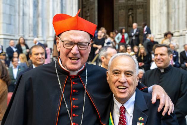 October 12, 2026, New York, New York, United States: Retired New York Cardinal Timothy Dolan pose with New York State Comptroller Tom DiNapoli.The annual Columbus Day Parade on Fifth Avenue on October 12, 2026 in New York City. New York United States  - ZUMAs197 20261012_aaa_s197_658 Copyright: xRonxAdarx