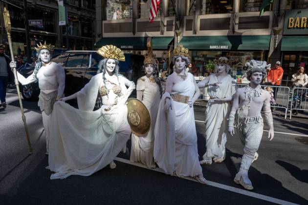 October 12, 2026, New York, New York, United States: Actors from Il Risveglio degli Dei participate in.The annual Columbus Day Parade on Fifth Avenue on October 12, 2026 in New York City. New York United States  - ZUMAs197 20261012_aaa_s197_666 Copyright: xRonxAdarx