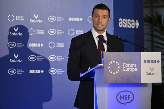 Vox leader Abascal and RN chief Bardella attend Forum Europa in Madrid MADRID, SPAIN - OCTOBER 13: President of France s far-right National Rally (Rassemblement National - RN) party Jordan Bardella speaks during the Forum Europa session in Madrid, Spain, on October 13, 2026. Burak Akbulut Anadolu Madrid Spain. Editorial use only. Please get in touch for any other usage.  Copyright: x2026xAnadoluxBurakxAkbulutx