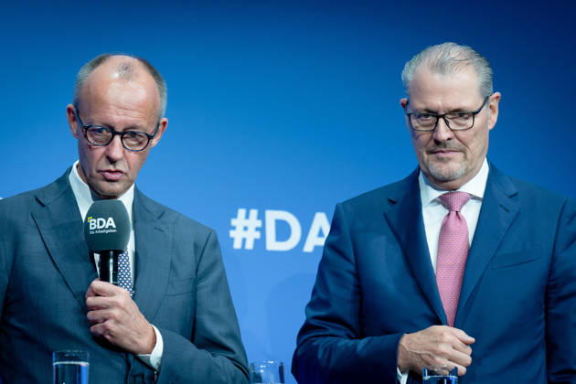 Deutschen Arbeitgebertag, bcc, Berlin Congress Center Deutschen Arbeitgebertag, bcc, Berlin Congress Center, Rainer Dulger, Arbeitgeberpräsident Friedrich Merz, Bundeskanzler Dagmar Rosenfeld Berlin Berlin GER