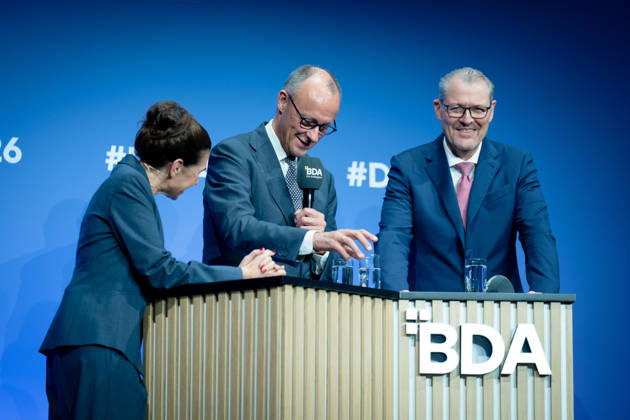Deutschen Arbeitgebertag, bcc, Berlin Congress Center Deutschen Arbeitgebertag, bcc, Berlin Congress Center, Rainer Dulger, Arbeitgeberpräsident Friedrich Merz, Bundeskanzler Dagmar Rosenfeld Berlin Berlin GER