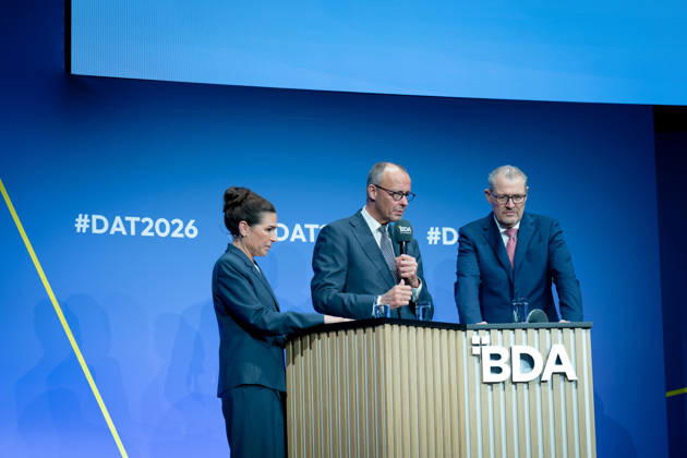 Deutschen Arbeitgebertag, bcc, Berlin Congress Center Deutschen Arbeitgebertag, bcc, Berlin Congress Center, Rainer Dulger, Arbeitgeberpräsident Friedrich Merz, Bundeskanzler Dagmar Rosenfeld Berlin Berlin GER