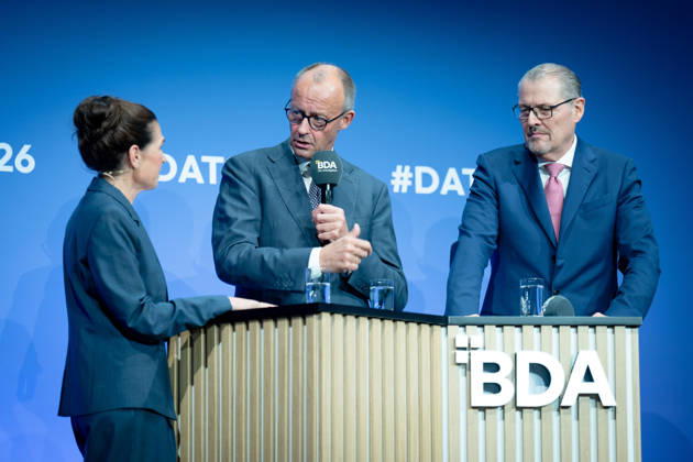 Deutschen Arbeitgebertag, bcc, Berlin Congress Center Deutschen Arbeitgebertag, bcc, Berlin Congress Center, Rainer Dulger, Arbeitgeberpräsident Friedrich Merz, Bundeskanzler Dagmar Rosenfeld Berlin Berlin GER