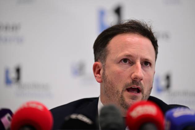 Brussels King s Prosecutor Julien Moinil pictured during a press conference of the Brussels Public Prosecutor regarding two incidents, on Tuesday 13 October 2026, in Brussels. A police officer with the Anti-Assault Brigade died last night in Jette during a response to a call and one person died in a shooting in Ixelles.  DIRKxWAEM 189656395