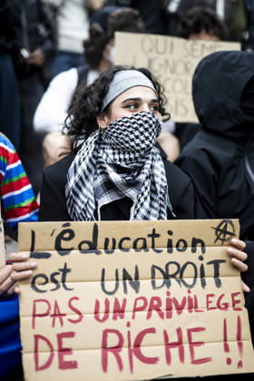High school students blockade schools in Strasbourg over education policies STRASBOURG, FRANCE - OCTOBER 13: High school students stage blockades outside a school as part of protests over educational policies in Alsace region, in Strasbourg, France on October 13, 2026. Students organized blockades across several high schools in Alsace ahead of scheduled rallies in Strasbourg and Mulhouse, reflecting growing dissatisfaction among youth over education issues. Elyxandro Cegarra Anadolu Strasbourg France. Editorial use only. Please get in touch for any other usage.  Copyright: x2026xAnadoluxElyxandroxCegarrax