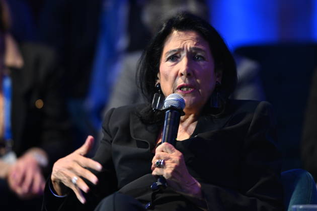 Warsaw Security Forum 2026 WARSAW, POLAND - OCTOBER 13: The Fifth President of Georgia Salome Zourabichvili attends the second day panel discussion titled Half-Baked or Step-by-Step? Rethinking EU Enlargement at the Warsaw Security Forum 2026 (WSF 2026) in Warsaw, Poland on October 13, 2026. During his speech, Mirzoyan highlighted Armenia’s ongoing democratic reforms and shifting strategic posture toward closer partnership with the European Union and Western democratic institutions. Artur Widak Anadolu Warsaw Poland. Editorial use only. Please get in touch for any other usage.  Copyright: x2026xAnadoluxArturxWidakx