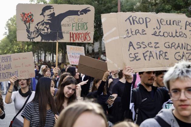 Demonstrators rally at Place d Italie in Paris amid nationwide protests across France against government policies PARIS, FRANCE - OCTOBER 13: Protesters wave union flags and hold banners during a mass demonstration at Place d Italie in Paris, France, on October 13, 2026. Trade unions, civil society organizations, and citizens took to the streets in cities across France to voice strong opposition to the government s economic reforms, proposed austerity measures, and labor policies. Ibrahim Ezzat Anadolu Ile-de-France France. Editorial use only. Please get in touch for any other usage.  Copyright: x2026xAnadoluxIbrahimxEzzatx