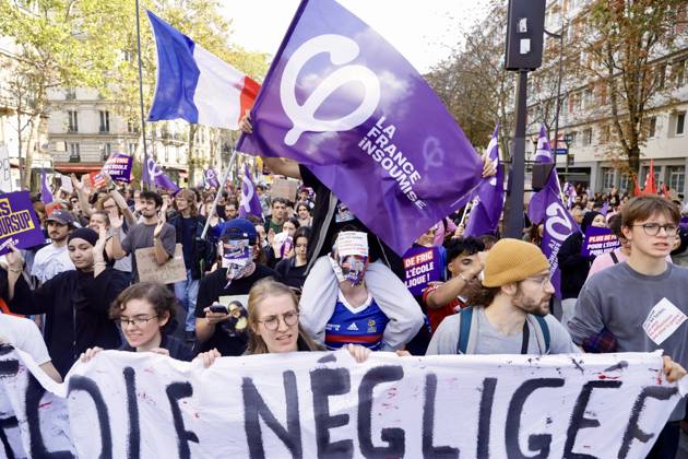 Demonstrators rally at Place d Italie in Paris amid nationwide protests across France against government policies PARIS, FRANCE - OCTOBER 13: Protesters wave union flags and hold banners during a mass demonstration at Place d Italie in Paris, France, on October 13, 2026. Trade unions, civil society organizations, and citizens took to the streets in cities across France to voice strong opposition to the government s economic reforms, proposed austerity measures, and labor policies. Ibrahim Ezzat Anadolu Ile-de-France France. Editorial use only. Please get in touch for any other usage.  Copyright: x2026xAnadoluxIbrahimxEzzatx