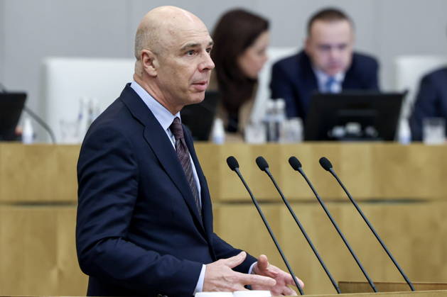RUSSIA, MOSCOW - OCTOBER 13, 2026: Russia s Finance Minister Anton Siluanov addresses a plenary meeting of the Russian State Duma. Russian State Duma Press Office TASS  99238612