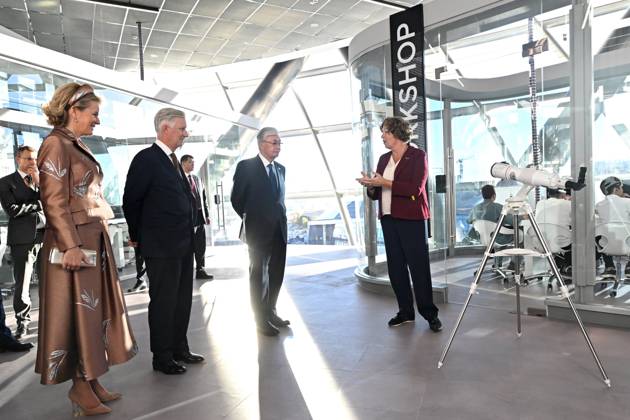 State Visit of King Philippe and Queen Mathilde to Kazakhstan (Day 3) ASTANA, KAZAKHSTAN - OCTOBER 13 : State Visit of King Philippe and Queen Mathilde to Kazakhstan (Day 3) - Visit of Alem.AI (International center for artificial intelligence). Presentation of the telescope of UGent to the CEO of Alem A.I. in the presence of Petra De Sutter and Kassym-Jomart Tokaïev (President of Kazakhstan) on October 13, 2026 in Astana, Kazakhstan, 13 10 2026 Astana Kazakhstan  Copyright: xDidierxLebrunx