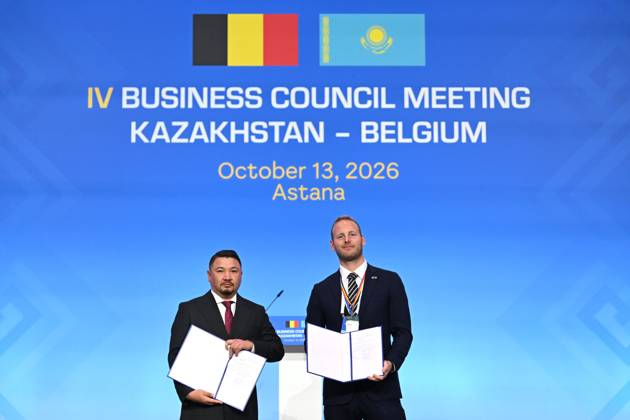 State Visit of King Philippe and Queen Mathilde to Kazakhstan (Day 3) ASTANA, KAZAKHSTAN - OCTOBER 13 : State Visit of King Philippe and Queen Mathilde to Kazakhstan (Day 3) - Kazakh-Belgian Business Council, in the presence of Kassym-Jomart Tokaïev (President of Kazakhstan) Business MoU s Signing UGANI PROSTHETICS - MEDICARE (Florian Vallaeys et Akhmet Choban) on October 13, 2026 in Astana, Kazakhstan, 13 10 2026 Astana Kazakhstan  Copyright: xDidierxLebrunx