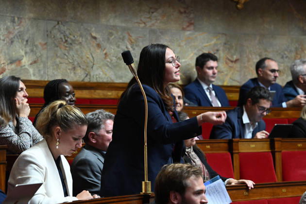 Session Of Questions To The Governement At The National Assembly - Paris French deputy Marie Mesmeur during a session of questions to the government at the National Assembly, French Parliament in Paris, France on octobre 13, 2026. Photo by Tomas Stevens ABACAPRESS.COM Paris France  Copyright: xStevensxTomas ABACAx