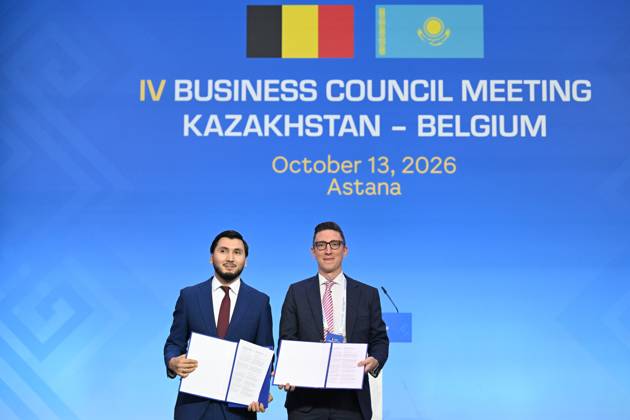 State Visit of King Philippe and Queen Mathilde to Kazakhstan (Day 3) ASTANA, KAZAKHSTAN - OCTOBER 13 : State Visit of King Philippe and Queen Mathilde to Kazakhstan (Day 3) - Kazakh-Belgian Business Council, in the presence of Kassym-Jomart Tokaïev (President of Kazakhstan) Business MoU s Signing LINAGRO & SCALDIS on October 13, 2026 in Astana, Kazakhstan, 13 10 2026 Astana Kazakhstan  Copyright: xDidierxLebrunx