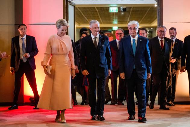Queen Mathilde of Belgium; King Philippe - Filip of Belgium and Kazakhstan s President Kassym-Jomart Tokayev a evening Reception organised by the ambassador the official state visit of the Belgian King and Queen to Kazakhstan, on Tuesday 13 October 2026. The first State Visit of Belgium s royal couple in central Asia from 11 to 14 October 2026, aims to highlight bilateral cooperation in the economic, academic, and cultural fields.  JASPERxJACOBS 189682299