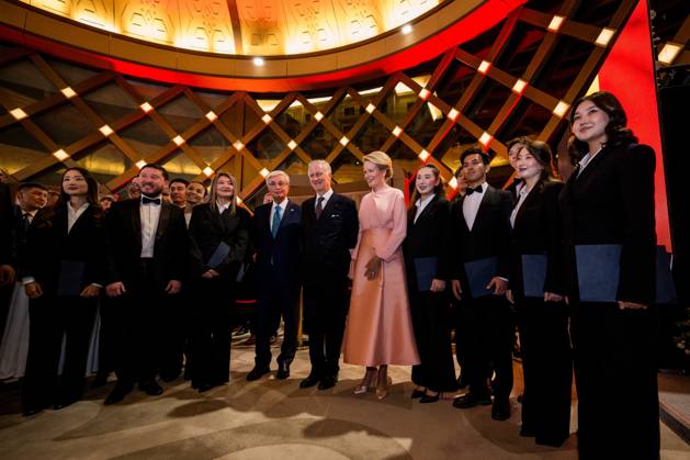 Kazakhstan s President Kassym-Jomart Tokayev; King Philippe - Filip of Belgium and Queen Mathilde of Belgium pictured during an evening Reception organised by the ambassador the official state visit of the Belgian King and Queen to Kazakhstan, on Tuesday 13 October 2026. The first State Visit of Belgium s royal couple in central Asia from 11 to 14 October 2026, aims to highlight bilateral cooperation in the economic, academic, and cultural fields.  JASPERxJACOBS 189682231