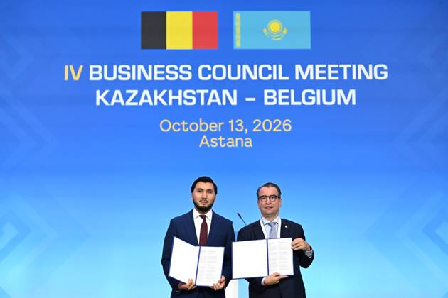 State Visit of King Philippe and Queen Mathilde to Kazakhstan (Day 3) ASTANA, KAZAKHSTAN - OCTOBER 13 : State Visit of King Philippe and Queen Mathilde to Kazakhstan (Day 3) - Kazakh-Belgian Business Council, in the presence of Kassym-Jomart Tokaïev (President of Kazakhstan) Business MoU s Signing OLZA ALGRO LLP & LINAGRO NV on October 13, 2026 in Astana, Kazakhstan, 13 10 2026 Astana Kazakhstan  Copyright: xDidierxLebrunx