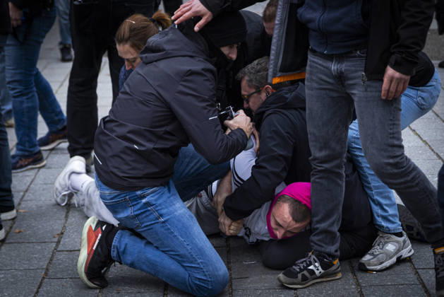 Thousands join fresh student protests across France as education disruptions spread STRASBOURG, FRANCE - OCTOBER 13: A young student is restrained by police officers during a demonstration in Strasbourg, France, on October 13, 2026. Sathiri Kelpa Anadolu Strasbourg France. Editorial use only. Please get in touch for any other usage.  Copyright: x2026xAnadoluxSathirixKelpax