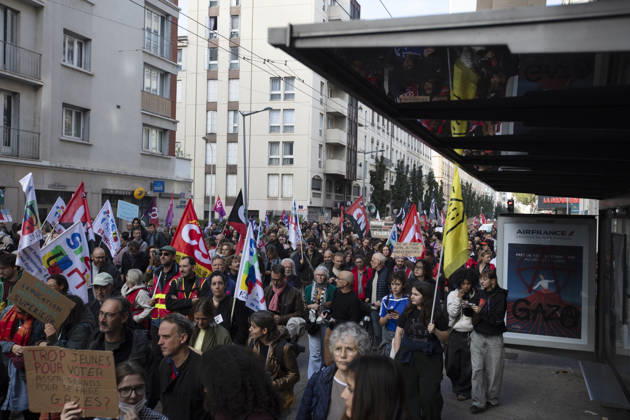 Student protest continues in Lyon LYON, FRANCE - OCTOBER 13: Students march during a demonstration over education funding in Lyon, France on October 13, 2026. Thousands of students and educational staff marched across the city as part of a nationwide day of strikes and school blockades demanding increased resources and structural reforms in national education. Laurent Vlad Anadolu Lyon France. Editorial use only. Please get in touch for any other usage.  Copyright: x2026xAnadoluxLaurentxVladx