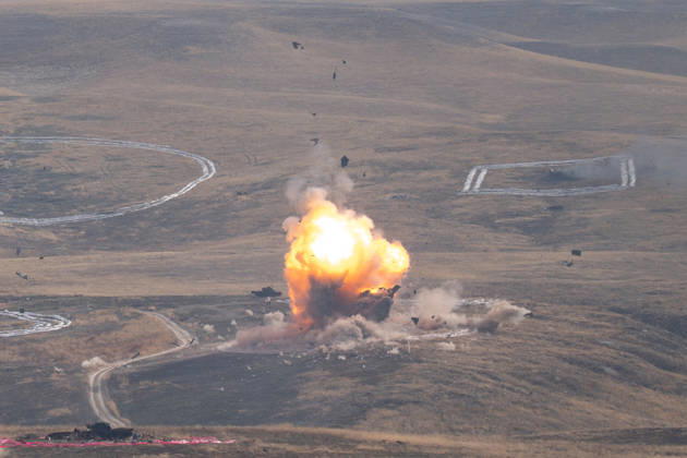 Turkish Armed Forces Fire Free-2026 military exercise held in Ankara ANKARA, TURKIYE - OCTOBER 13: Turkish armed forces hold the Fire Free-2026 military exercise at the General Nahit Senoglu Firing and Exercise Area in Polatli district, Ankara, Turkiye, on October 13, 2026. Organized to demonstrate the combat readiness and firepower of the Turkish Armed Forces, the comprehensive drill featured live-fire maneuvers utilizing an array of domestically engineered weapons and defense systems. F-16 fighting falcon and ATAK attack helicopters executed precision firing runs during drill. Arman Onal Anadolu Ankara Turkey. Editorial use only. Please get in touch for any other usage.  Copyright: x2026xAnadoluxArmanxOnalx