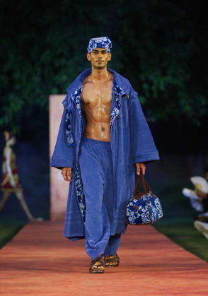 Lakme Fashion Week x FDCI Kicks Off in New Delhi New Delhi, Oct 13 (ANI): A model walks the ramp on the opening day of the Lakme Fashion Week x FDCI, at the France Embassy, in New Delhi on Tuesday. New Delhi Delhi India Copyright: xANIx ANI_20261013433