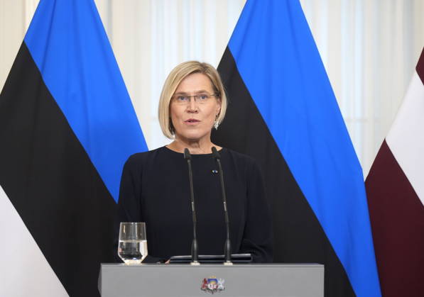 October 13, 2026, Riga, Vidzeme Region, Latvia: Estonian President ULLE MADISE attends press conference during her visit to Latvia Riga Latvia - ZUMAk193 20261013_zip_k193_004 Copyright: xIntsxKalninsx