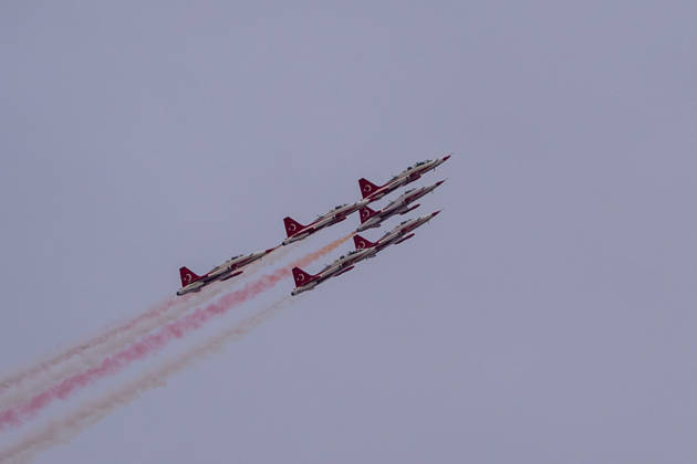 Turkish Armed Forces Fire Free-2026 military exercise held in Ankara ANKARA, TURKIYE - OCTOBER 13: Turkish Stars perform demonstration flight as Turkish armed forces hold the Fire Free-2026 military exercise at the General Nahit Senoglu Firing and Exercise Area in Polatli district, Ankara, Turkiye, on October 13, 2026. Organized to demonstrate the combat readiness and firepower of the Turkish Armed Forces, the comprehensive drill featured live-fire maneuvers utilizing an array of domestically engineered weapons and defense systems. F-16 fighting falcon and ATAK attack helicopters executed precision firing runs during drill. Arman Onal Anadolu Ankara Turkey. Editorial use only. Please get in touch for any other usage. Copyright: x2026xAnadoluxArmanxOnalx