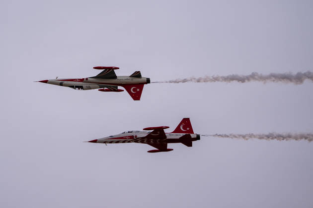 Turkish Armed Forces Fire Free-2026 military exercise held in Ankara ANKARA, TURKIYE - OCTOBER 13: Turkish Stars perform demonstration flight as Turkish armed forces hold the Fire Free-2026 military exercise at the General Nahit Senoglu Firing and Exercise Area in Polatli district, Ankara, Turkiye, on October 13, 2026. Organized to demonstrate the combat readiness and firepower of the Turkish Armed Forces, the comprehensive drill featured live-fire maneuvers utilizing an array of domestically engineered weapons and defense systems. F-16 fighting falcon and ATAK attack helicopters executed precision firing runs during drill. Arman Onal Anadolu Ankara Turkey. Editorial use only. Please get in touch for any other usage. Copyright: x2026xAnadoluxArmanxOnalx