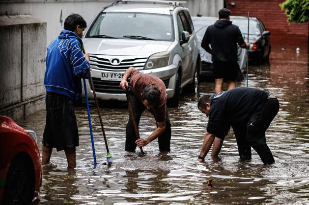 Santiago, October 13, 2026: Flooding at the intersection of Irarrazaval and Lo Encalada in the municipality of Nunoa due to heavy rains in the capital. Diego Martin Aton Chile, Aton 1199647 jpeg Copyright: DIEGOxMARTIN ATONxCHILE