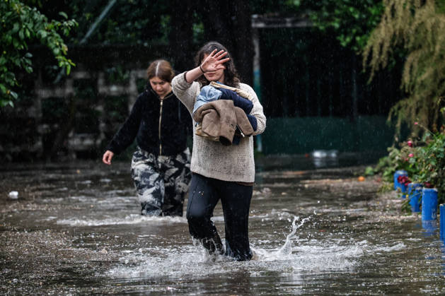Santiago, October 13, 2026: Flooding at the intersection of Irarrazaval and Lo Encalada in the municipality of Nunoa due to heavy rains in the capital. Diego Martin Aton Chile, Aton 1199655 jpeg Copyright: DIEGOxMARTIN ATONxCHILE