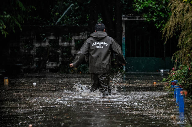Santiago, October 13, 2026: Flooding at the intersection of Irarrazaval and Lo Encalada in the municipality of Nunoa due to heavy rains in the capital. Diego Martin Aton Chile, Aton 1199657 jpeg Copyright: DIEGOxMARTIN ATONxCHILE