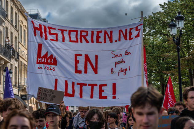 October 13, 2026, Bordeaux, Nouvelle-Aquitaine, France: High school students are protesting all over France, particularly here in Bordeaux. Their grievances are as follows: a shortage of staff, overcrowded class schedules, dilapidated infrastructure, a stressful college counseling process (career guidance), and deteriorating learning conditions. Bordeaux France - ZUMAh207 20261013_zip_h207_010 Copyright: xFabricexHebertx