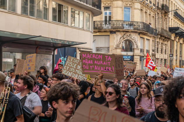 October 13, 2026, Bordeaux, Nouvelle-Aquitaine, France: High school students are protesting all over France, particularly here in Bordeaux. Their grievances are as follows: a shortage of staff, overcrowded class schedules, dilapidated infrastructure, a stressful college counseling process (career guidance), and deteriorating learning conditions. Bordeaux France - ZUMAh207 20261013_zip_h207_023 Copyright: xFabricexHebertx