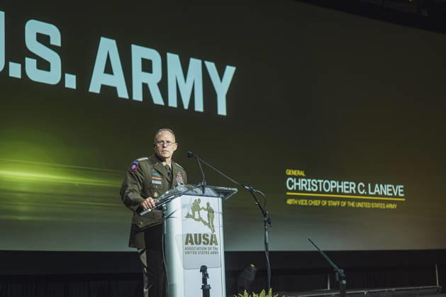 Army Vice Chief of Staff Gen. Christopher LaNeve addresses the Eisenhower Luncheon at AUSA 2026 WASHINGTON, DC, OCTOBER 13: Gen. Christopher C. LaNeve, the 48th Vice Chief of Staff of the U.S. Army, speaks during the Dwight D. Eisenhower Luncheon at the Association of the United States Army (AUSA) 2026 Annual Meeting and Exposition at the Walter E. Washington Convention Center on October 13, 2026 in Washington, DC., Credit:Oliver Ehmig Velez Oliver Ehmig Avalon  Copyright: xOliverxEhmigxVelezx xOliverxEhmigx xAvalonx PCN_AUSA_2026_1143071331